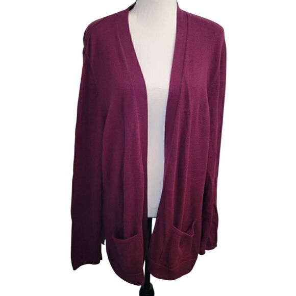Croft and Barrow Burgundy / Plum Open Front Cardigan Sz XL - Picture 1 of 5